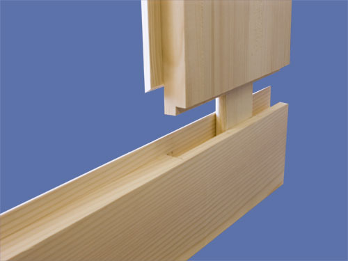 Computerschrank, Bauweise mit Nut und Feder.