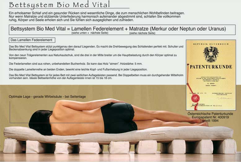 Patentiertes Bettsystem 'Bio Med Vital' der Naturfabrik Ahorn.