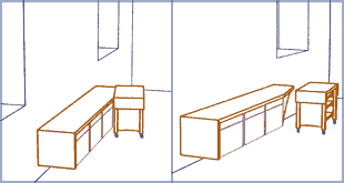 Sideboard. Skizze zeigt den ursprnglichen Entwurf.