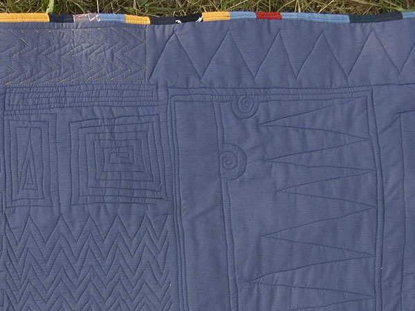 Quiltnhte auf der Rckseite.Detail.